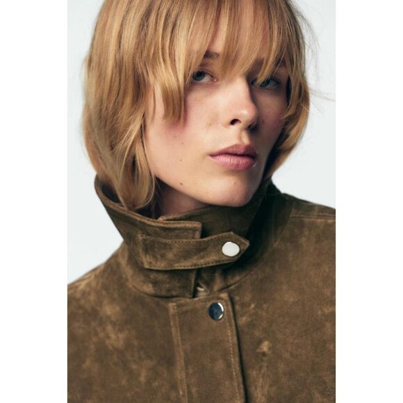 ZARA 100% LEATHER BOMBER JACKET - Picture 5 of 10